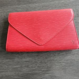 Red LV arts deco clutch